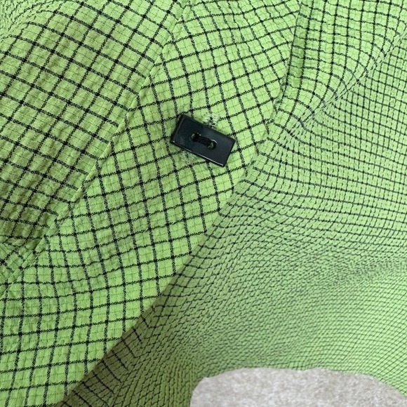 HABITAT Button Down Shirt Size Medium‎ Chartreuse Art to Wear Crinkle Gauzy - Picture 3 of 8